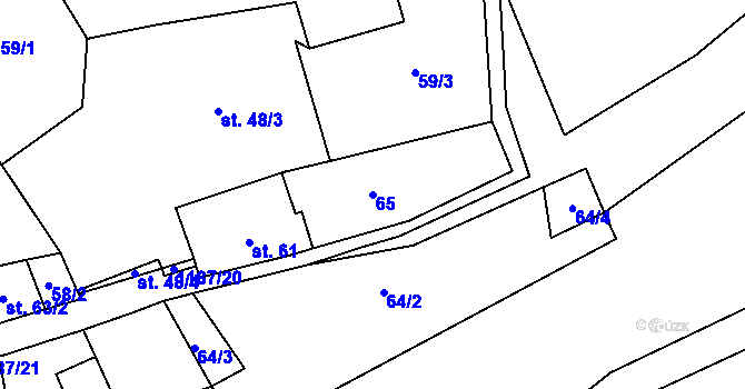 Parcela st. 65 v KÚ Liběšovice, Katastrální mapa