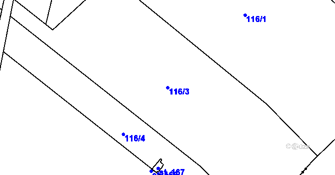 Parcela st. 116/3 v KÚ Liběšovice, Katastrální mapa