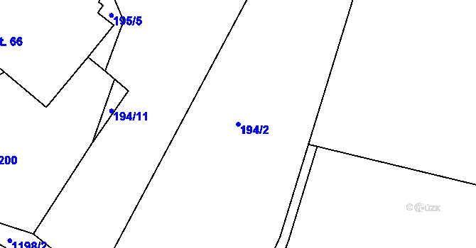Parcela st. 194/2 v KÚ Liběšovice, Katastrální mapa