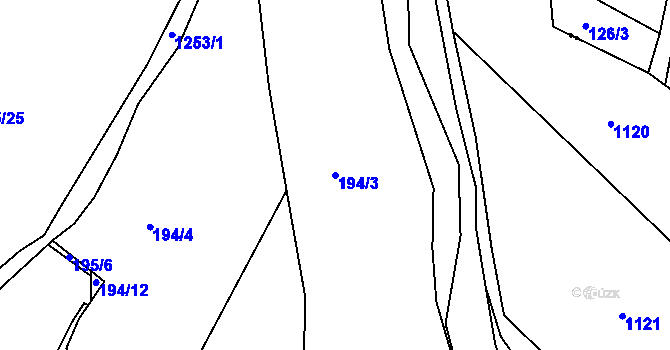 Parcela st. 194/3 v KÚ Liběšovice, Katastrální mapa