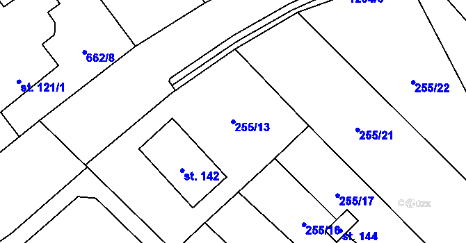 Parcela st. 255/13 v KÚ Liběšovice, Katastrální mapa