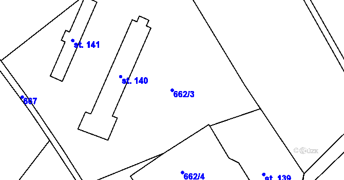 Parcela st. 662/3 v KÚ Liběšovice, Katastrální mapa
