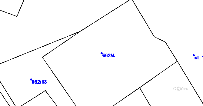 Parcela st. 662/4 v KÚ Liběšovice, Katastrální mapa