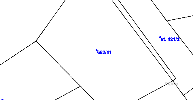 Parcela st. 662/11 v KÚ Liběšovice, Katastrální mapa