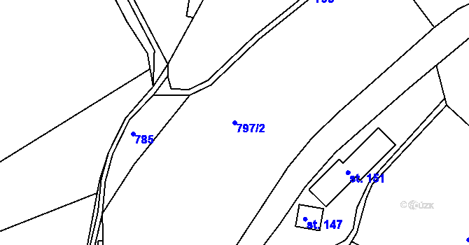 Parcela st. 797/2 v KÚ Liběšovice, Katastrální mapa