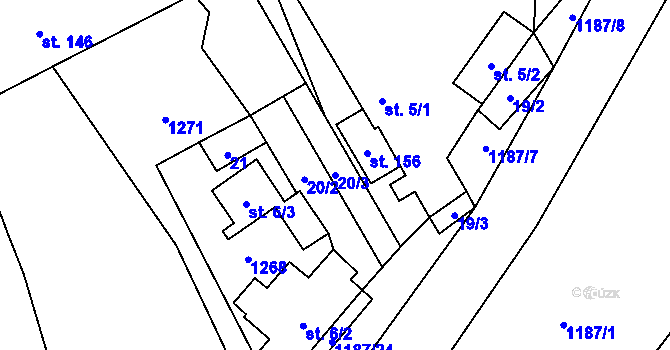 Parcela st. 20/3 v KÚ Liběšovice, Katastrální mapa