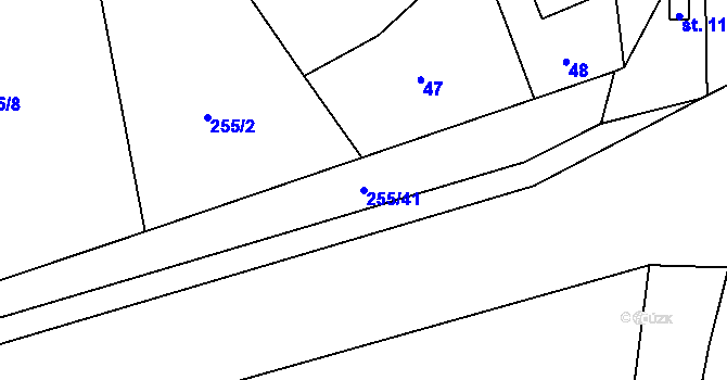 Parcela st. 255/41 v KÚ Liběšovice, Katastrální mapa