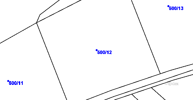 Parcela st. 500/12 v KÚ Liběšovice, Katastrální mapa