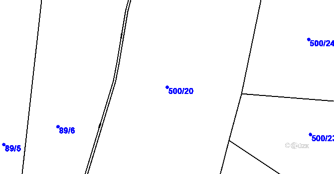 Parcela st. 500/20 v KÚ Liběšovice, Katastrální mapa