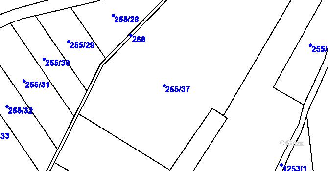 Parcela st. 255/37 v KÚ Liběšovice, Katastrální mapa