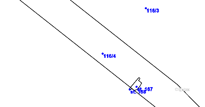 Parcela st. 116/4 v KÚ Liběšovice, Katastrální mapa