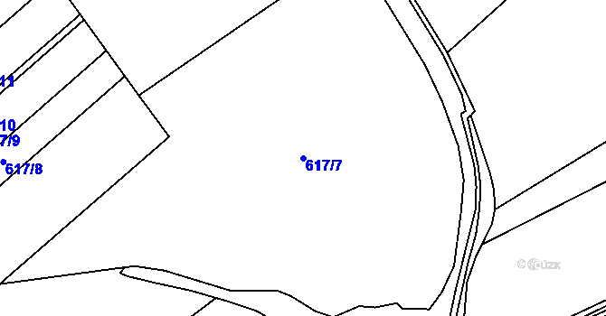 Parcela st. 617/7 v KÚ Liběšovice, Katastrální mapa