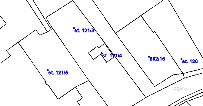 Parcela st. 121/4 v KÚ Liběšovice, Katastrální mapa