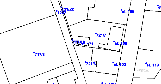 Parcela st. 171 v KÚ Liběšovice, Katastrální mapa