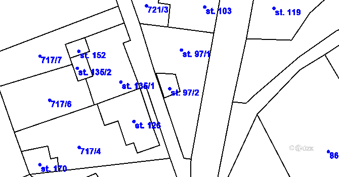 Parcela st. 97/2 v KÚ Liběšovice, Katastrální mapa