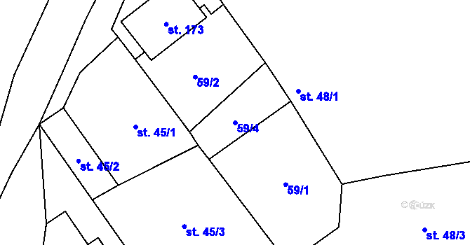 Parcela st. 59/4 v KÚ Liběšovice, Katastrální mapa