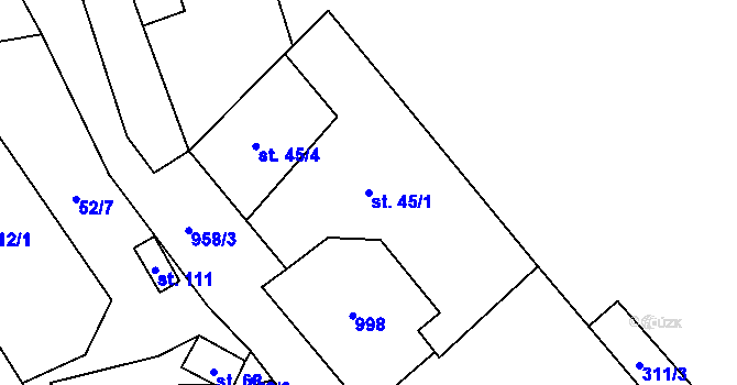 Parcela st. 45/1 v KÚ Siřem, Katastrální mapa