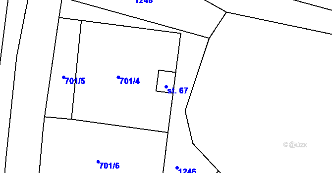 Parcela st. 67 v KÚ Siřem, Katastrální mapa