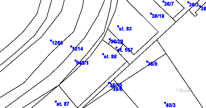 Parcela st. 88 v KÚ Siřem, Katastrální mapa