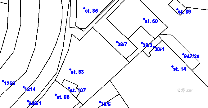 Parcela st. 38/19 v KÚ Siřem, Katastrální mapa