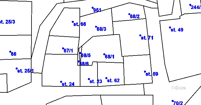 Parcela st. 68/1 v KÚ Siřem, Katastrální mapa