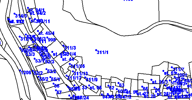 Parcela st. 311/1 v KÚ Siřem, Katastrální mapa