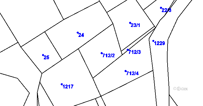 Parcela st. 712/2 v KÚ Siřem, Katastrální mapa