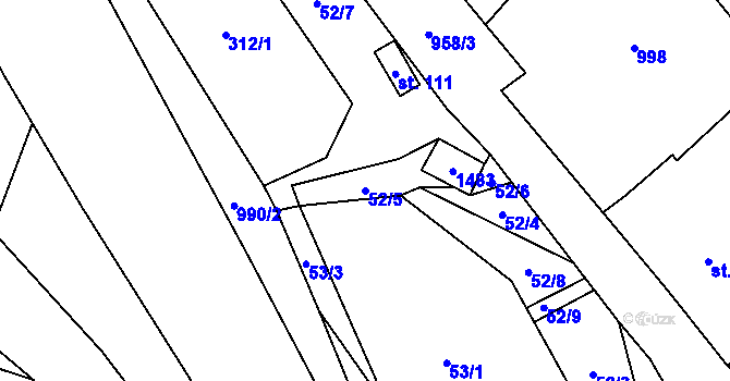 Parcela st. 52/5 v KÚ Siřem, Katastrální mapa