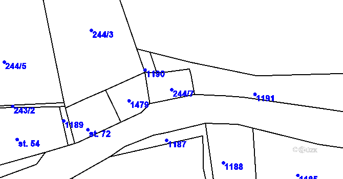 Parcela st. 244/7 v KÚ Siřem, Katastrální mapa