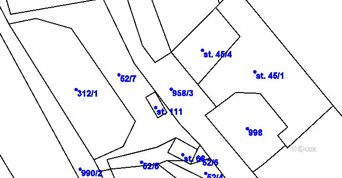 Parcela st. 958/3 v KÚ Siřem, Katastrální mapa