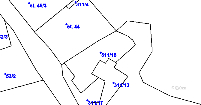 Parcela st. 311/16 v KÚ Siřem, Katastrální mapa