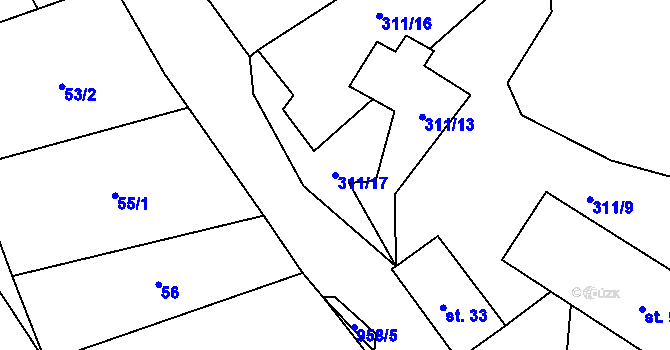 Parcela st. 311/17 v KÚ Siřem, Katastrální mapa