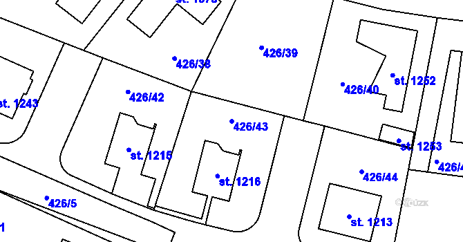 Parcela st. 426/43 v KÚ Líbeznice, Katastrální mapa