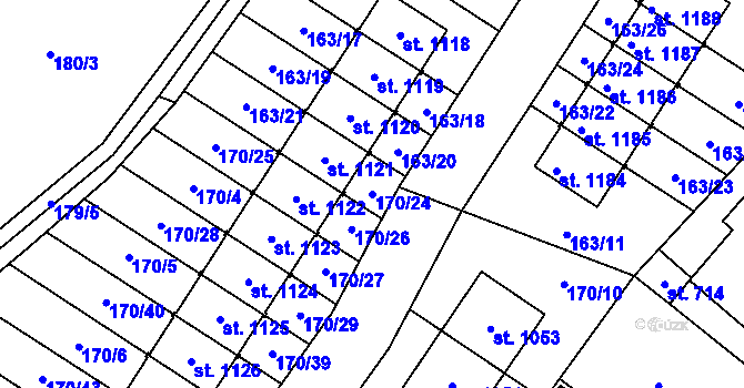 Parcela st. 170/24 v KÚ Líbeznice, Katastrální mapa