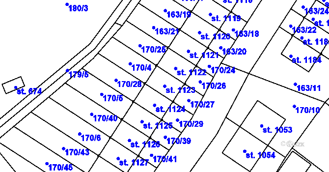 Parcela st. 1123 v KÚ Líbeznice, Katastrální mapa