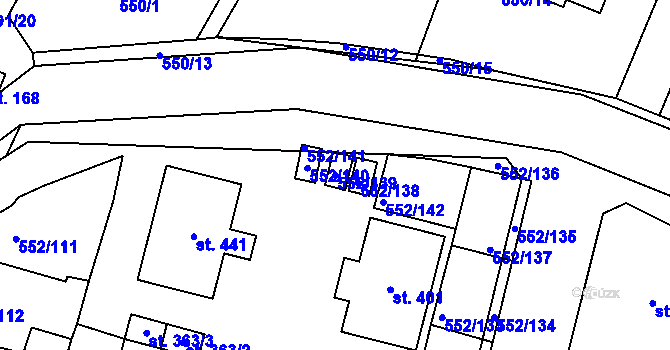 Parcela st. 552/139 v KÚ Líbeznice, Katastrální mapa