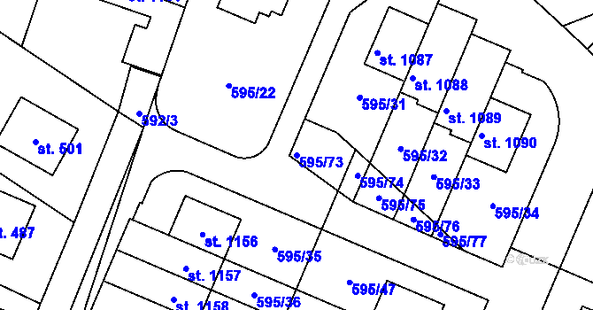 Parcela st. 595/73 v KÚ Líbeznice, Katastrální mapa