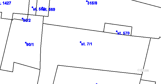 Parcela st. 7/1 v KÚ Líbeznice, Katastrální mapa
