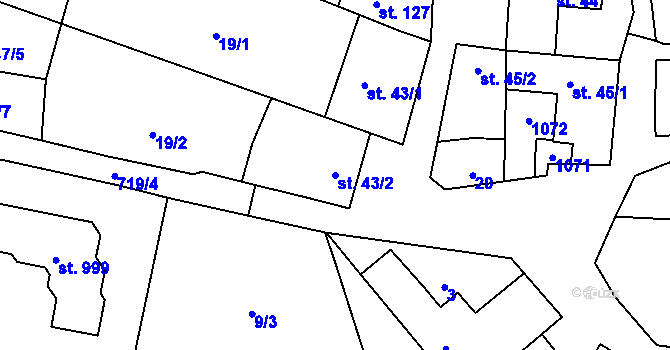 Parcela st. 43/2 v KÚ Líbeznice, Katastrální mapa