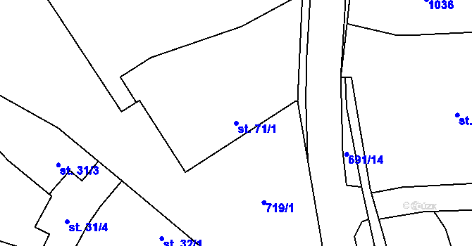 Parcela st. 71/1 v KÚ Líbeznice, Katastrální mapa