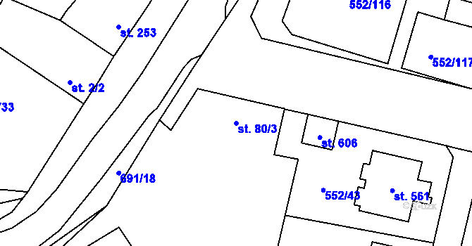 Parcela st. 80/3 v KÚ Líbeznice, Katastrální mapa