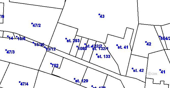 Parcela st. 132/2 v KÚ Líbeznice, Katastrální mapa