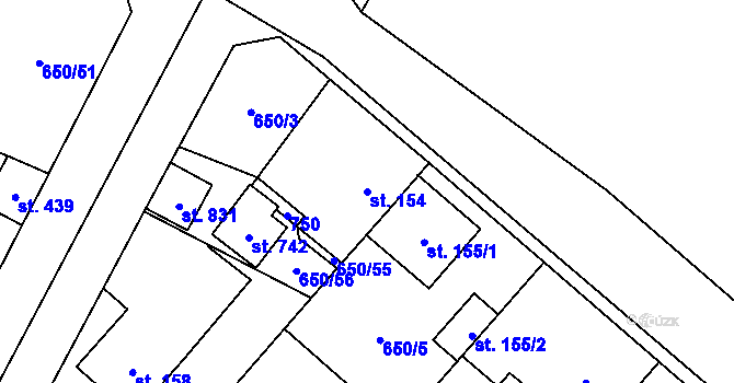 Parcela st. 154 v KÚ Líbeznice, Katastrální mapa
