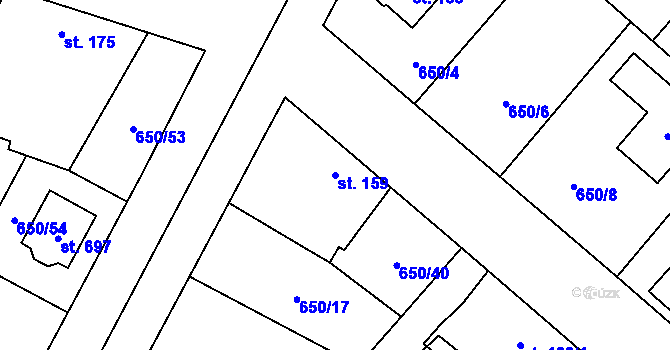 Parcela st. 159 v KÚ Líbeznice, Katastrální mapa