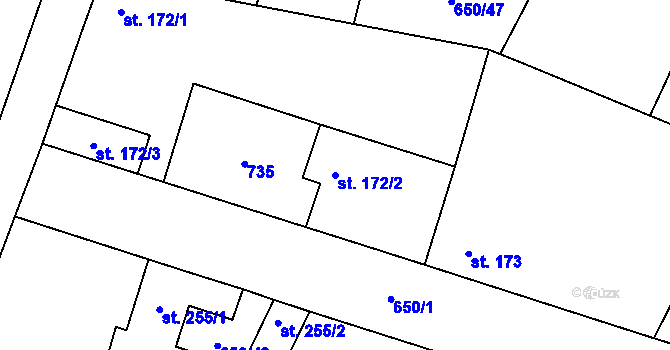 Parcela st. 172/2 v KÚ Líbeznice, Katastrální mapa