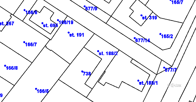 Parcela st. 188/2 v KÚ Líbeznice, Katastrální mapa