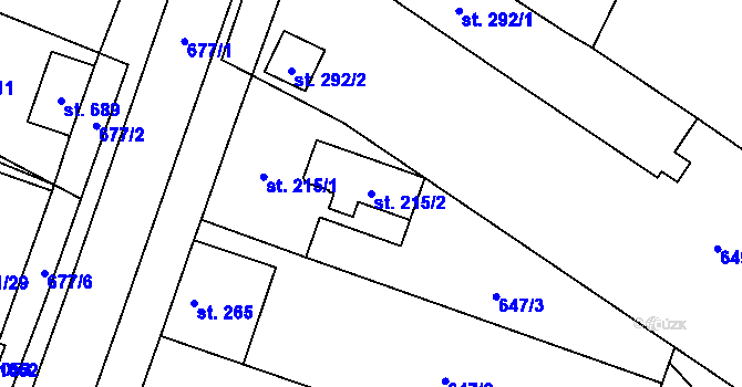 Parcela st. 215/2 v KÚ Líbeznice, Katastrální mapa