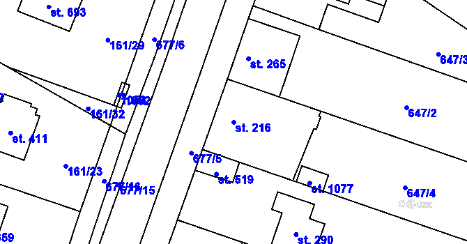 Parcela st. 216 v KÚ Líbeznice, Katastrální mapa