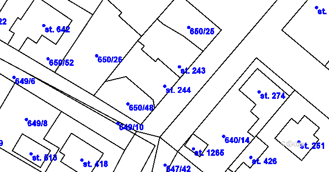Parcela st. 244 v KÚ Líbeznice, Katastrální mapa