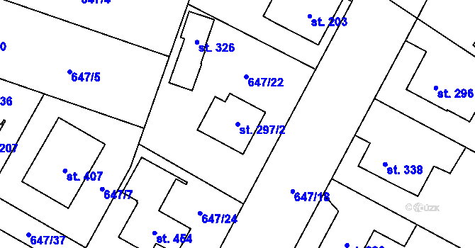 Parcela st. 297/2 v KÚ Líbeznice, Katastrální mapa